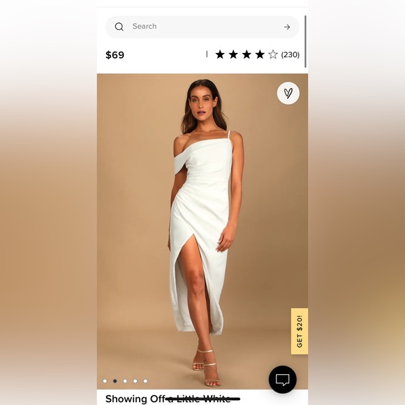 Lulu’s || Showing Off a Little White Asymmetrical Tulip Midi Dress Small NWT - Picture 2 of 2